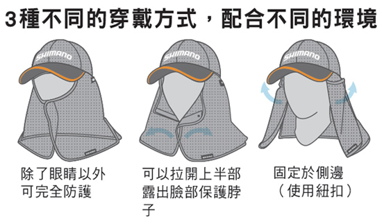 CA-001K・SHIMANO MOS SHIELD TITAN SPATTER MESH釣魚帽 (附護罩．寬緣款式)